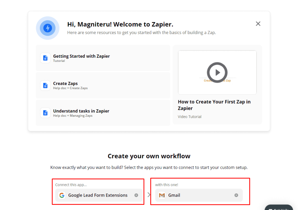 Интеграция формы для потенциальных клиентах в Google Ads и Gmail в Zapier