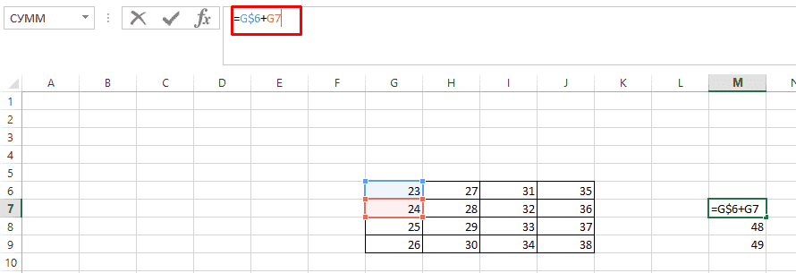 Фиксированная формула по столбцу со знаком доллара ($) в таблице Эксель