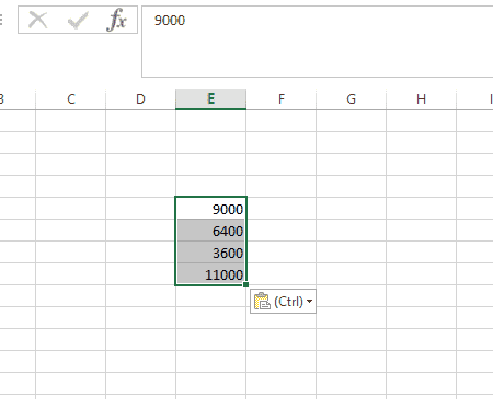 Результат преобразования формулы в значение в Excel