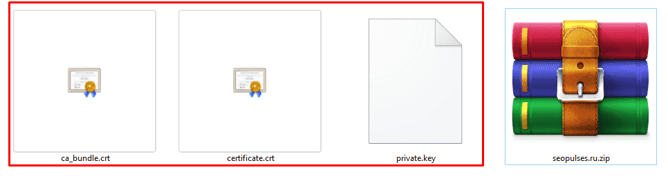 3 файла бесплатного SSL-сертификата