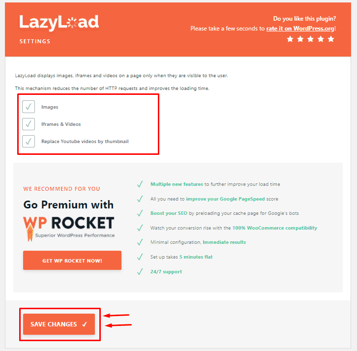 Настройки плагина для ленивой загрузки (LazyLoad) сайта на WordPress