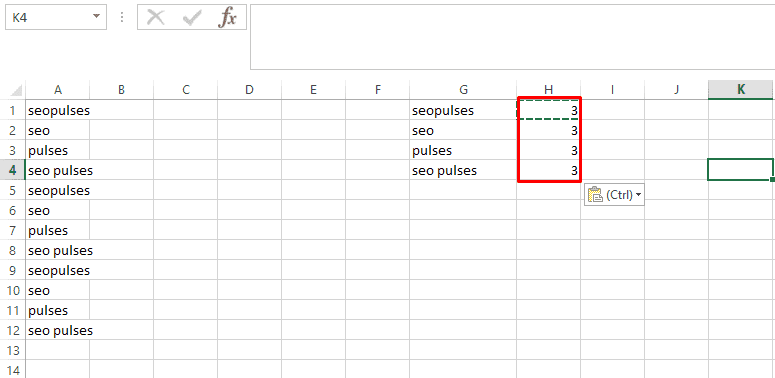Нахождение повторений и сочетаний в таблице Excel